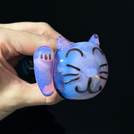 Cat Face Pink Slyme Glass Pipe Heady Pipe Hand Blown Cat Pipe