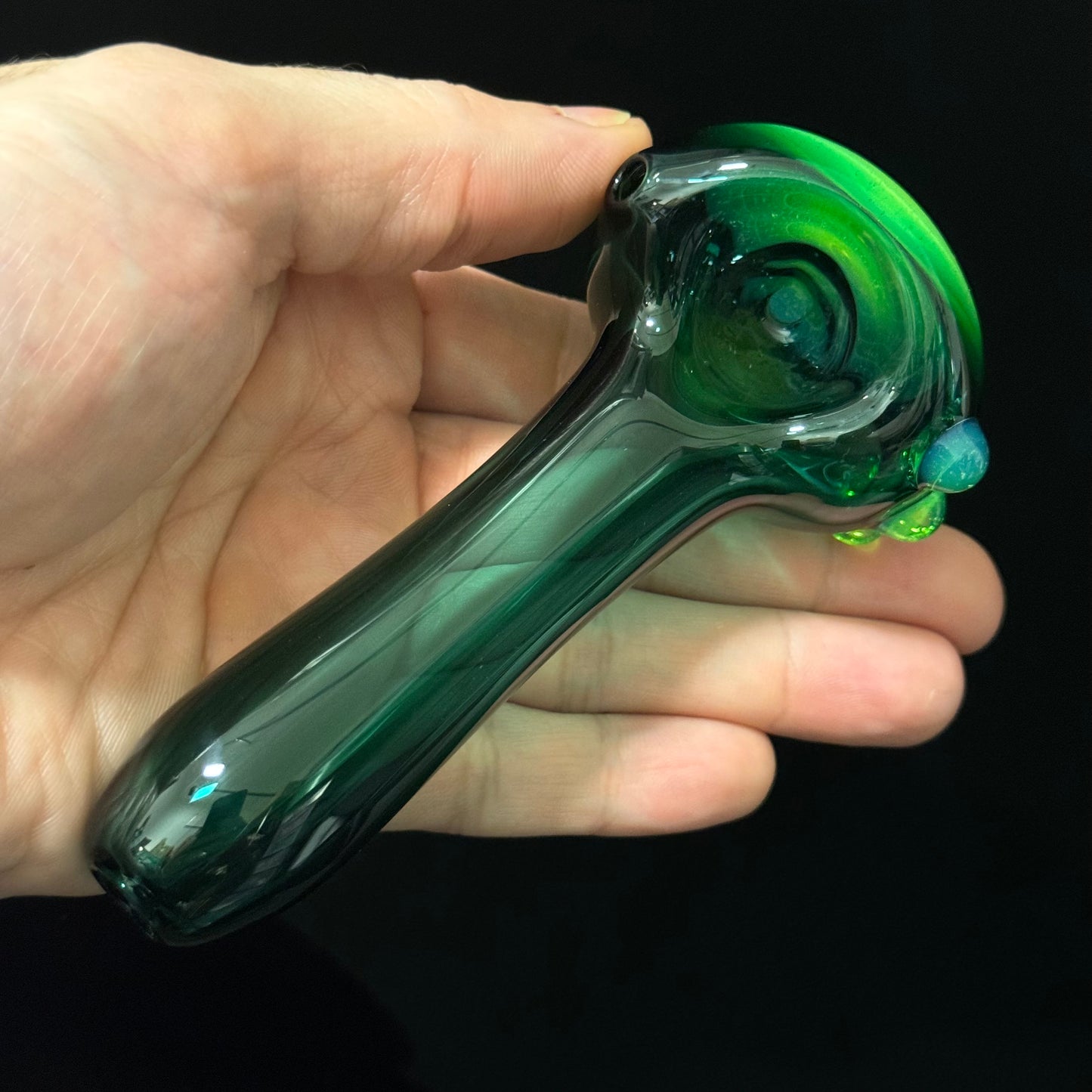 Green with Pink Slyme Glass Heady Pipe Hand Blown