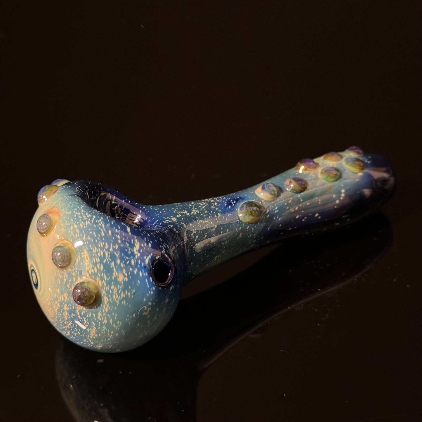 Blue Space Galaxy Nebula Glass Pipe Silver Fumed Glass Pipe, Heady Hand Blown