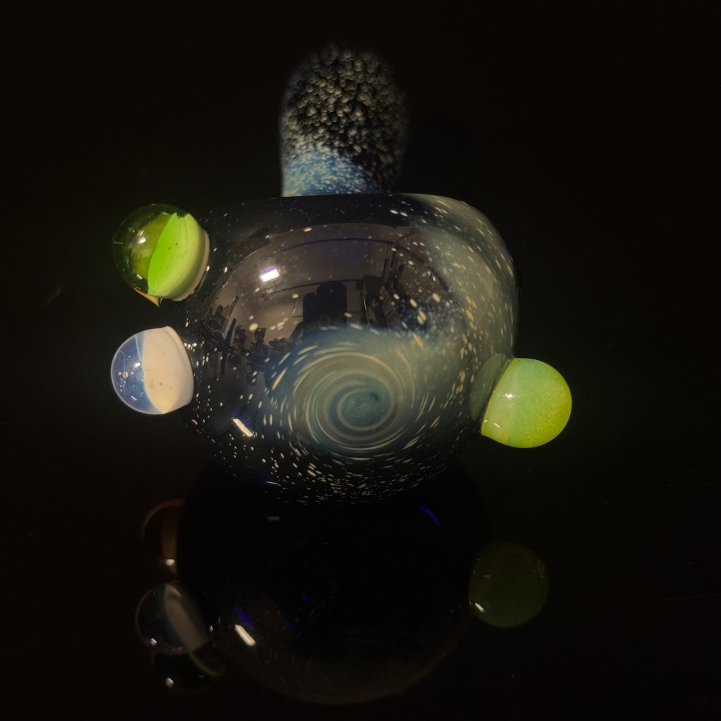 Blue with Slyme Space Galaxy Nebula Glass Pipe Silver Fumed Glass Pipe, Heady Hand Blown