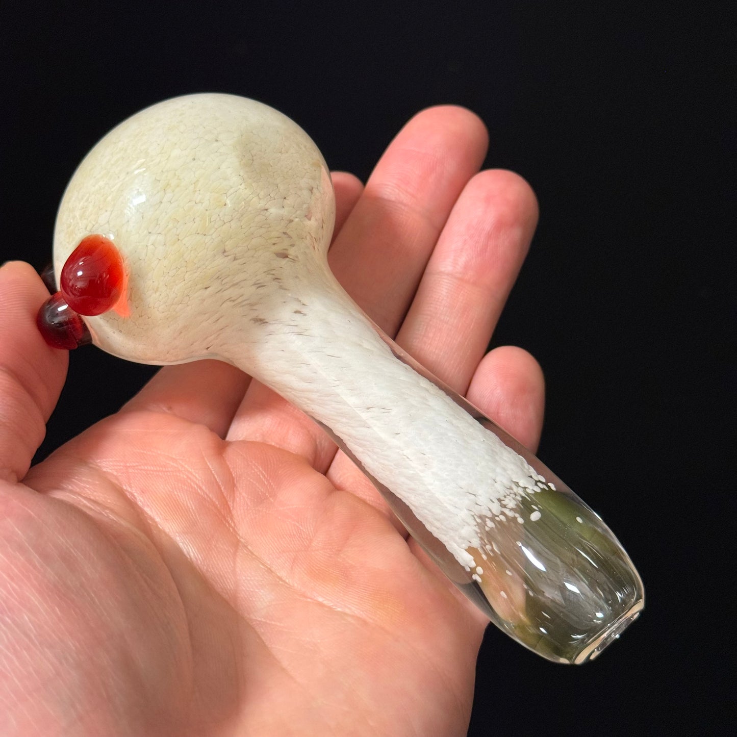 White Inside Out Glass Pipe Heady Pipe Hand Blown Extra Thick