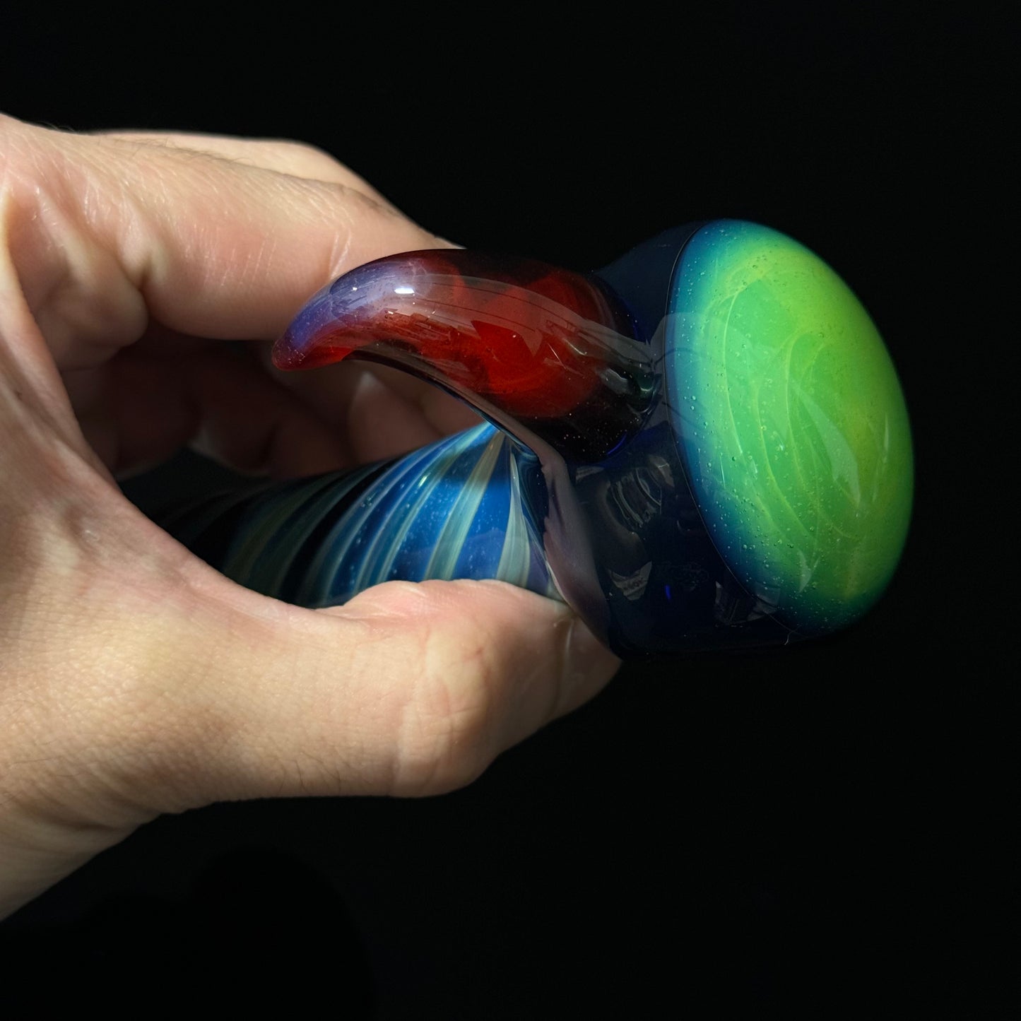 Slyme Bowl with Blue Cobalt Wrapped Color Glass Heady Pipe Hand Blown