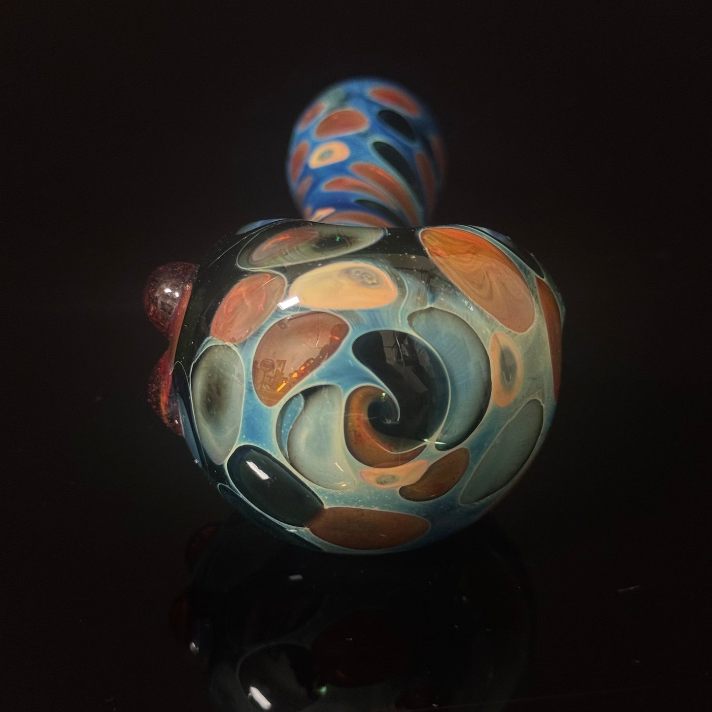 Blue Cobalt Dotted & Wrapped Color Glass Heady Pipe Hand Blown