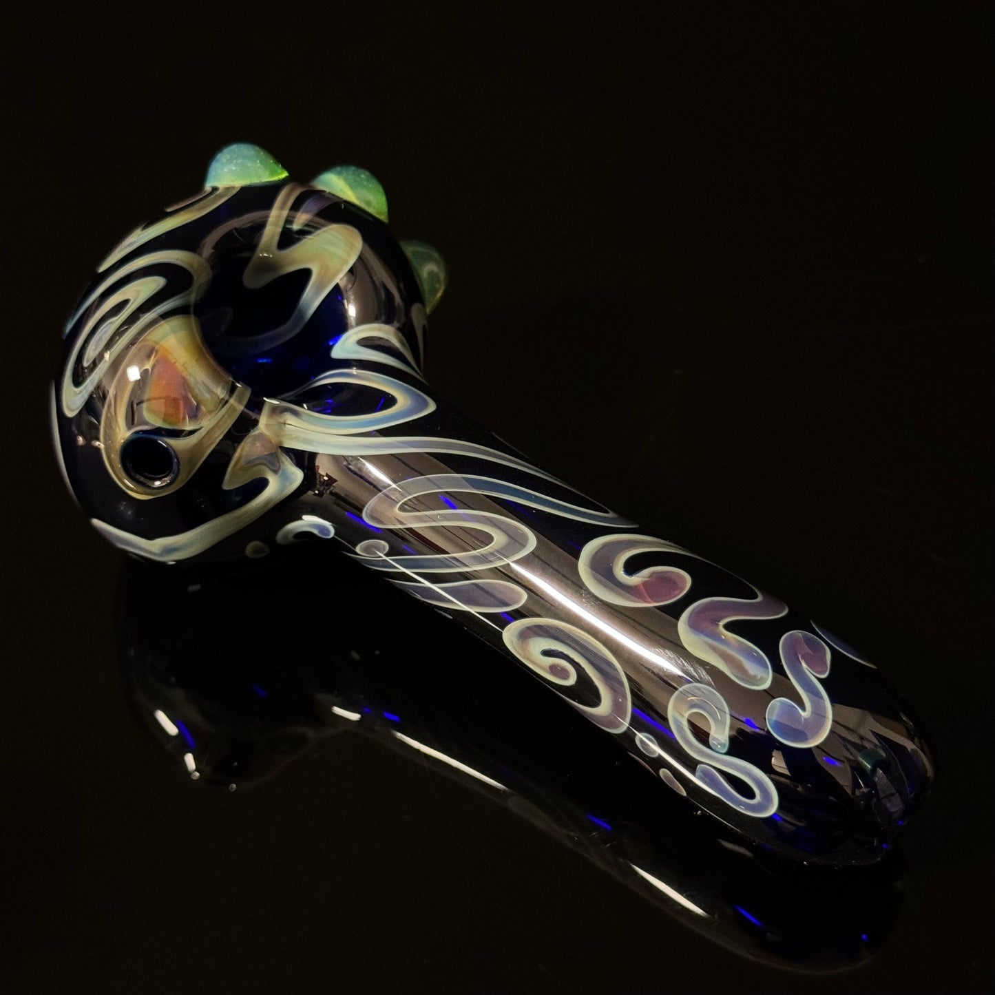 Blue Cobalt Wrapped Color Glass Heady Pipe Hand Blown