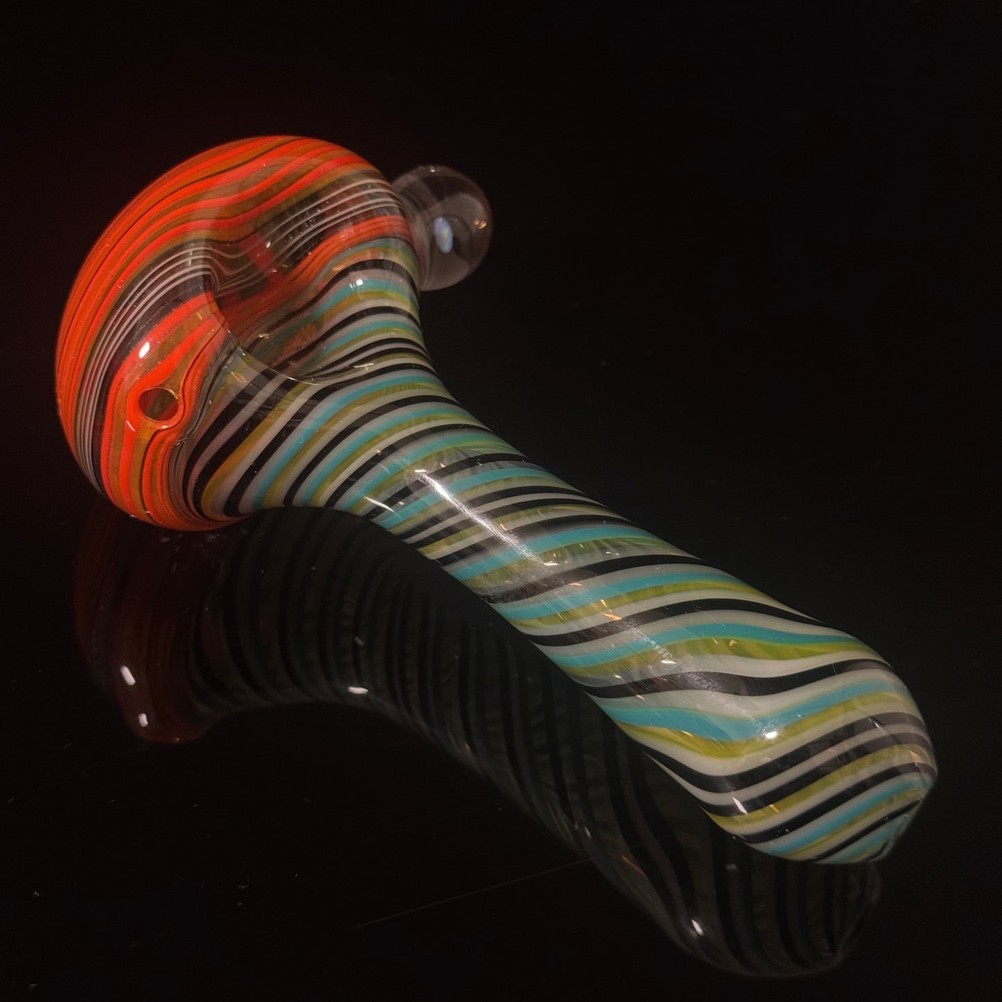 Full Linework Switchback Glass Pipe, Heady Hand Blown with An Opal