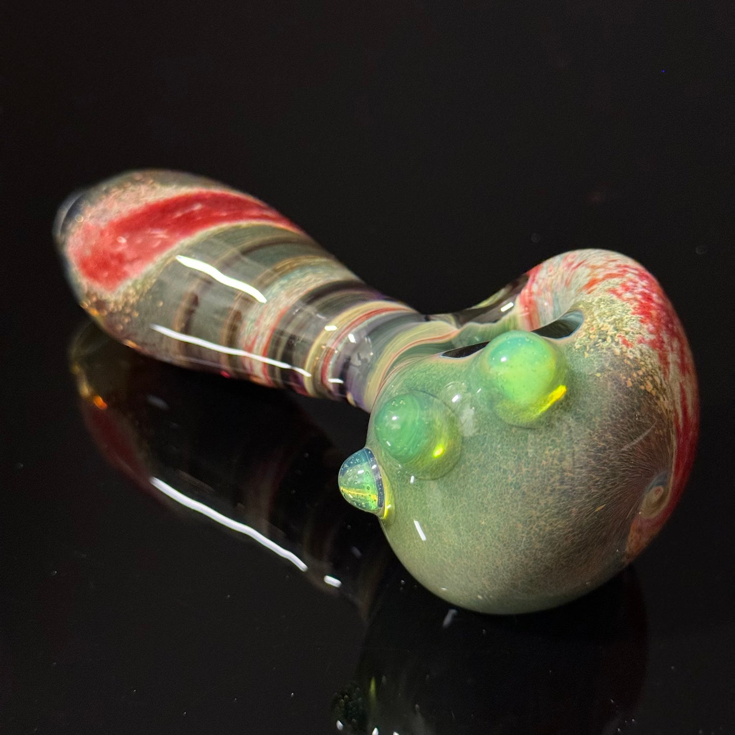 Green & Red Inside Out Glass Pipe Heady Pipe Hand Blown Extra Thick