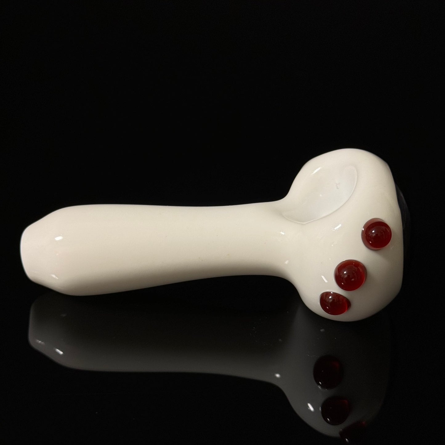 Solid White Pipe with a Ruby Red Cap, Heady Hand Blown