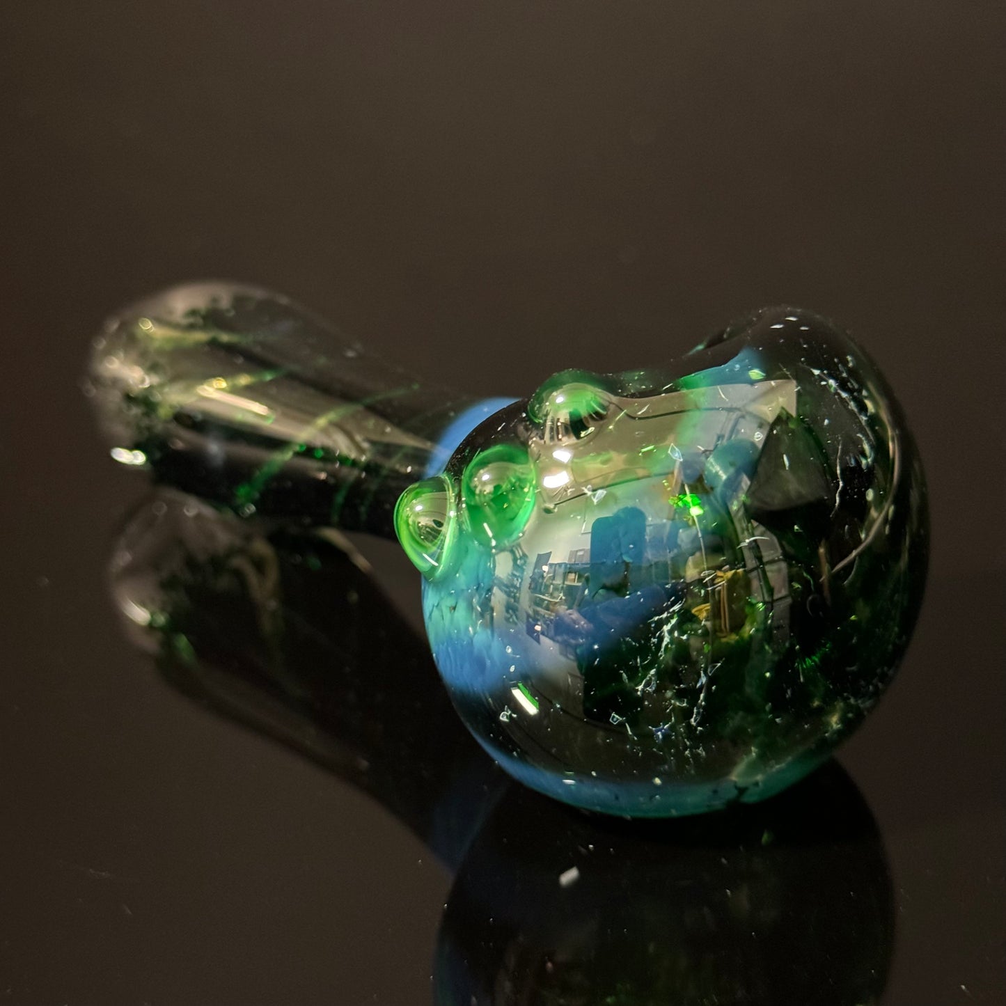 Inside out Black & Green Glass Pipe Heady Pipe Hand Blown Extra Thick