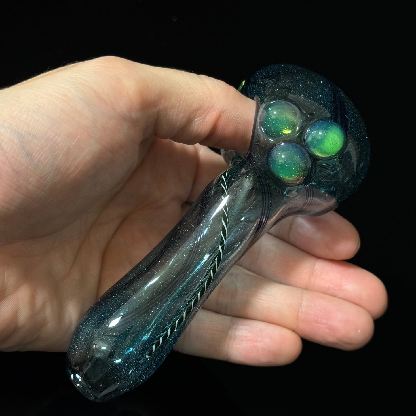 Heavy Inside out Sparkle Blue Glass Pipe Heady Pipe Hand Blown