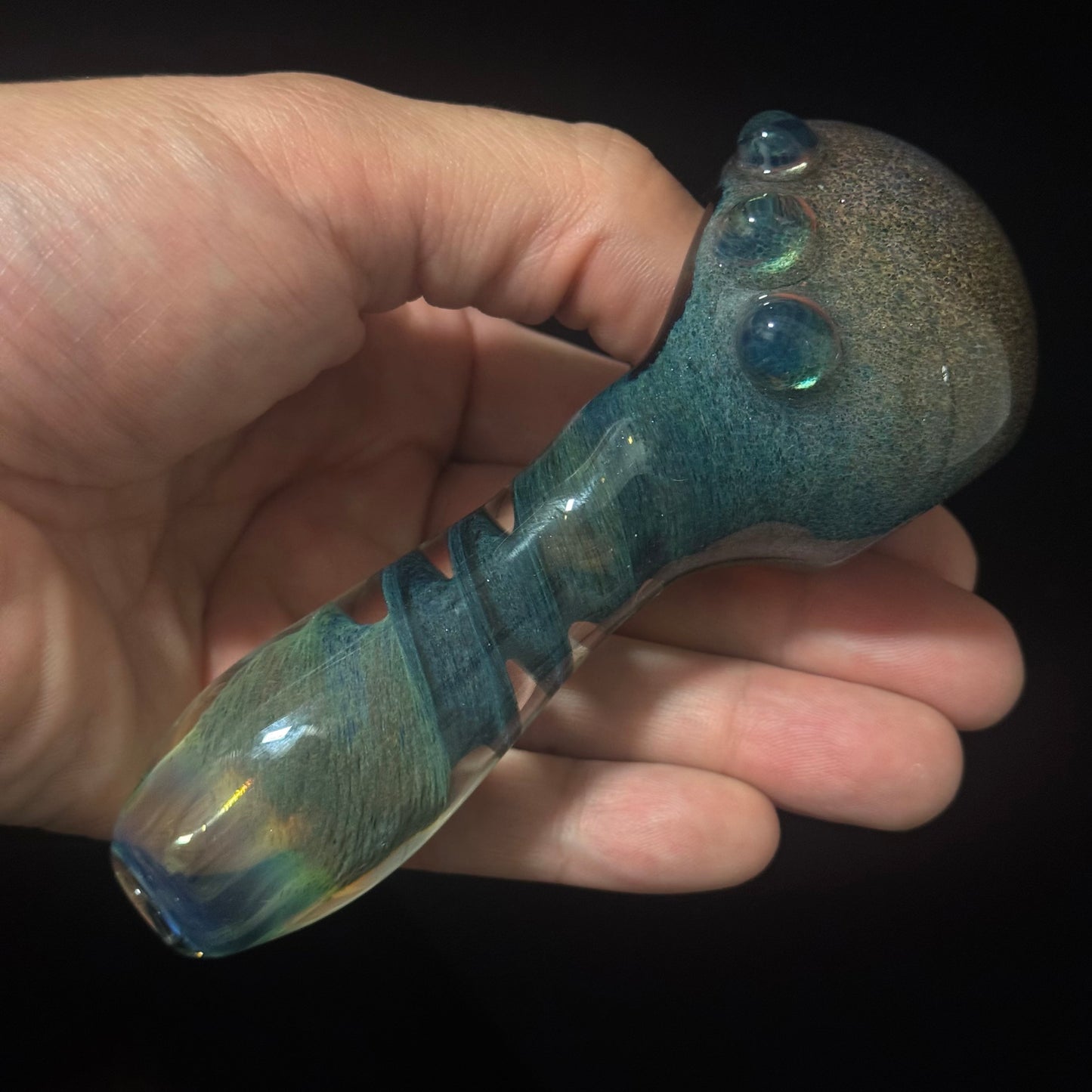 Heavy Inside out Sparkle Blue & Red Glass Pipe Heady Pipe Hand Blown