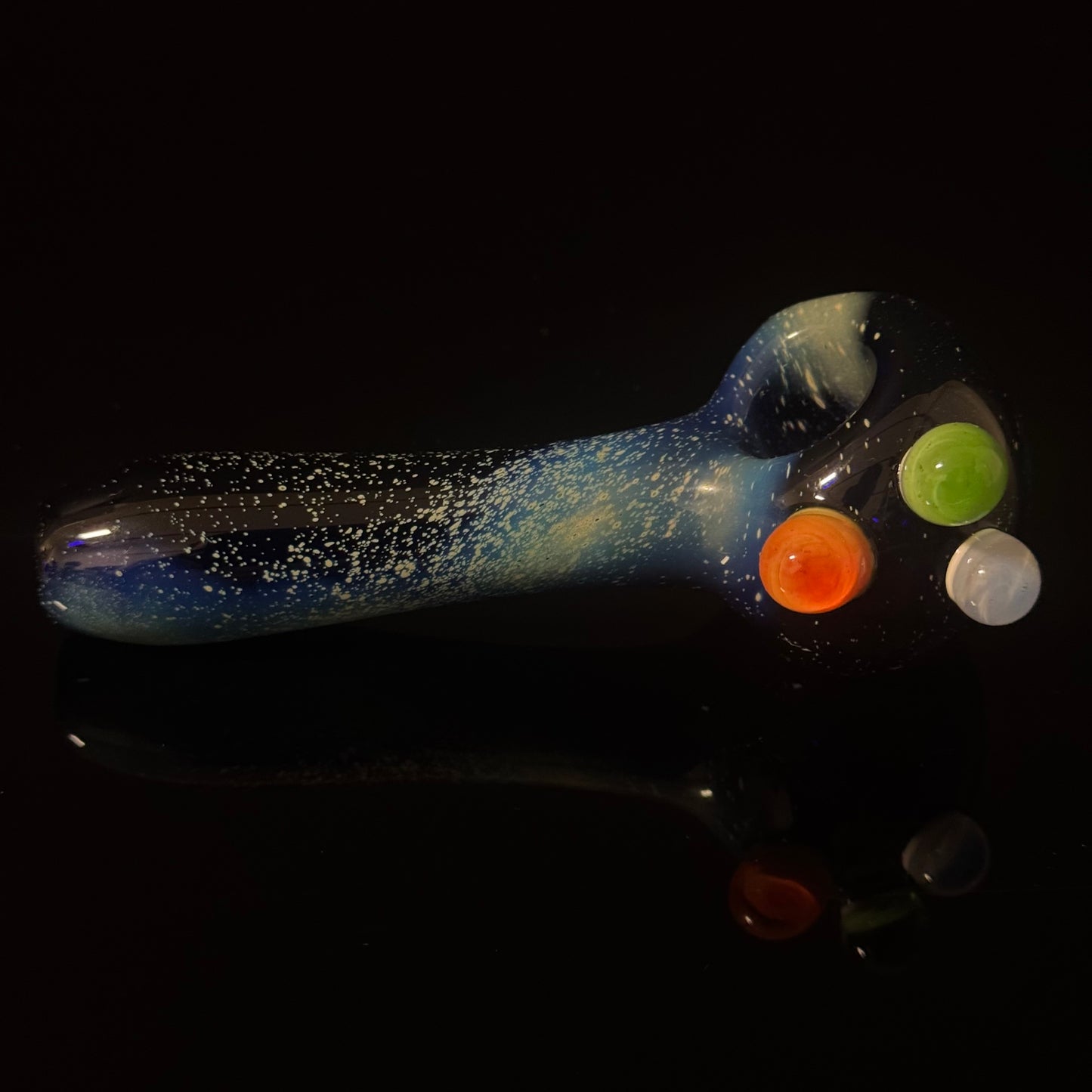 Blue with Slyme Space Galaxy Nebula Glass Pipe Silver Fumed Glass Pipe, Heady Hand Blown