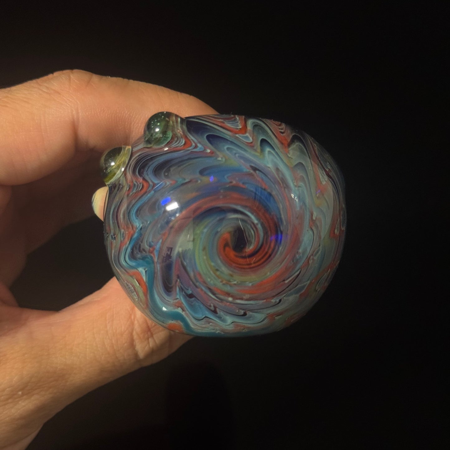 Blue Cobalt Wrapped Color Glass Green Slyme Marbles Heady Pipe Hand Blown