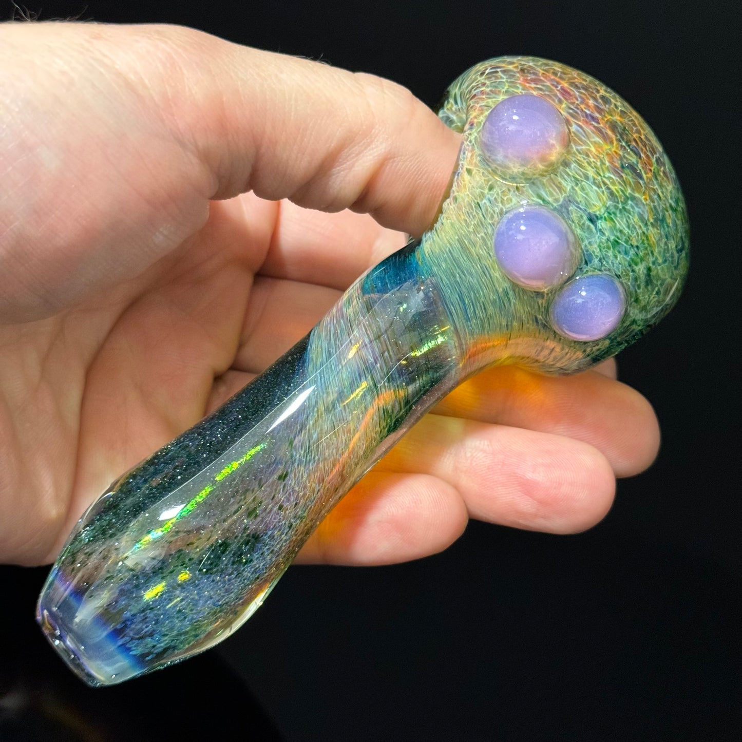 Green Multicolor Inside Out Glass Pipe Heady Pipe Hand Blown Extra Thick