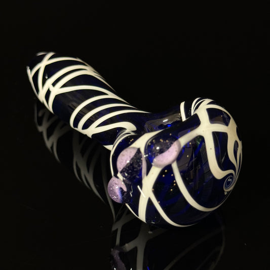 Blue Cobalt Wrapped Color Glass Heady Pipe Hand Blown