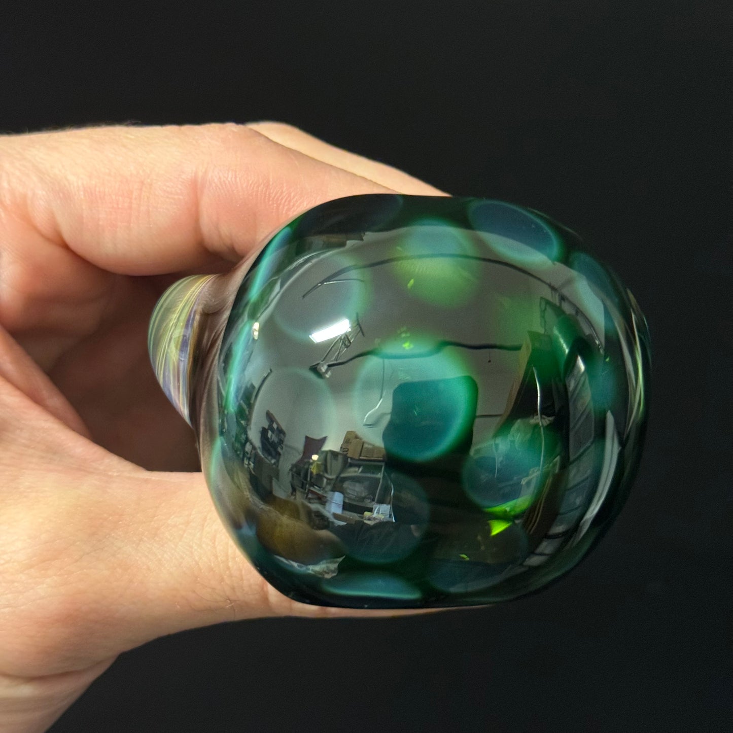 Blue Green Honeycomb Glass Heady Pipe Hand Blown