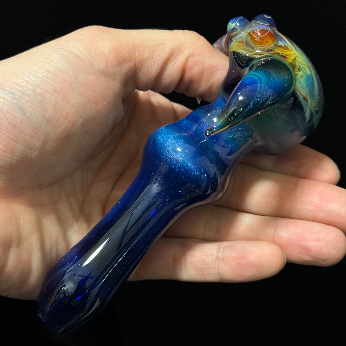 Blue Purple Marbeling affect Glass Heady Pipe Hand Blown