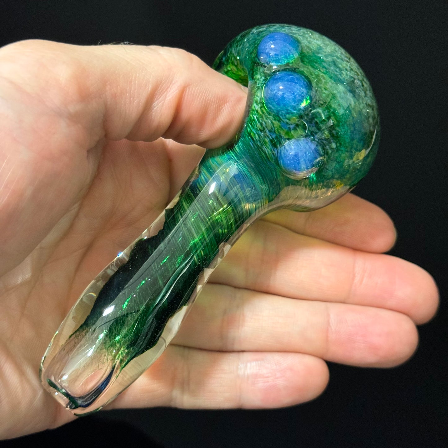 Inside out Black & Green Glass Pipe Heady Pipe Hand Blown Extra Thick