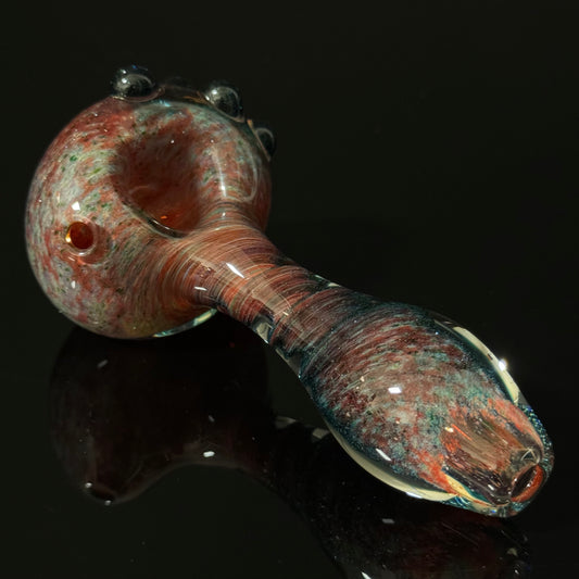 Heavy Inside out Sparkle Blue, Red & White Glass Pipe Heady Pipe Hand Blown