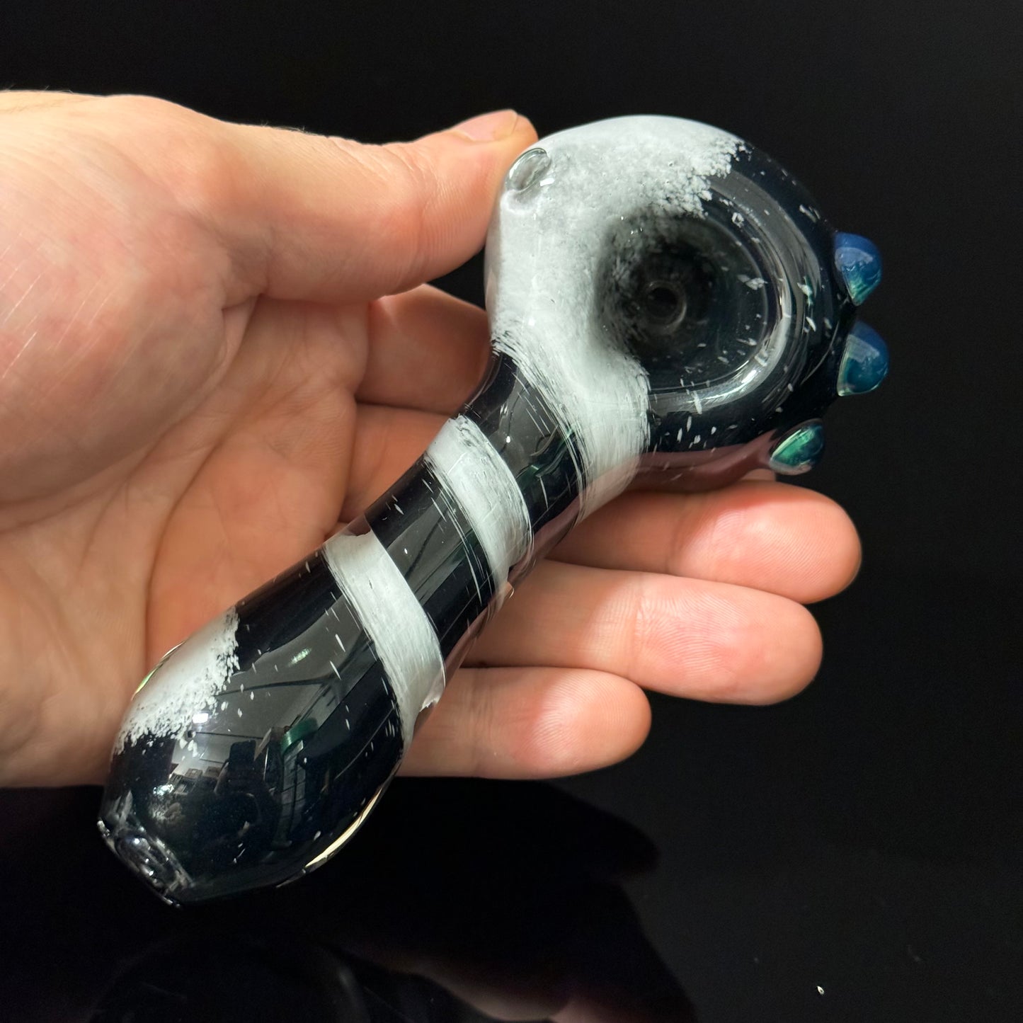 Extra Heavy Black & White Inside Out Glass Heady Pipe Hand Blown