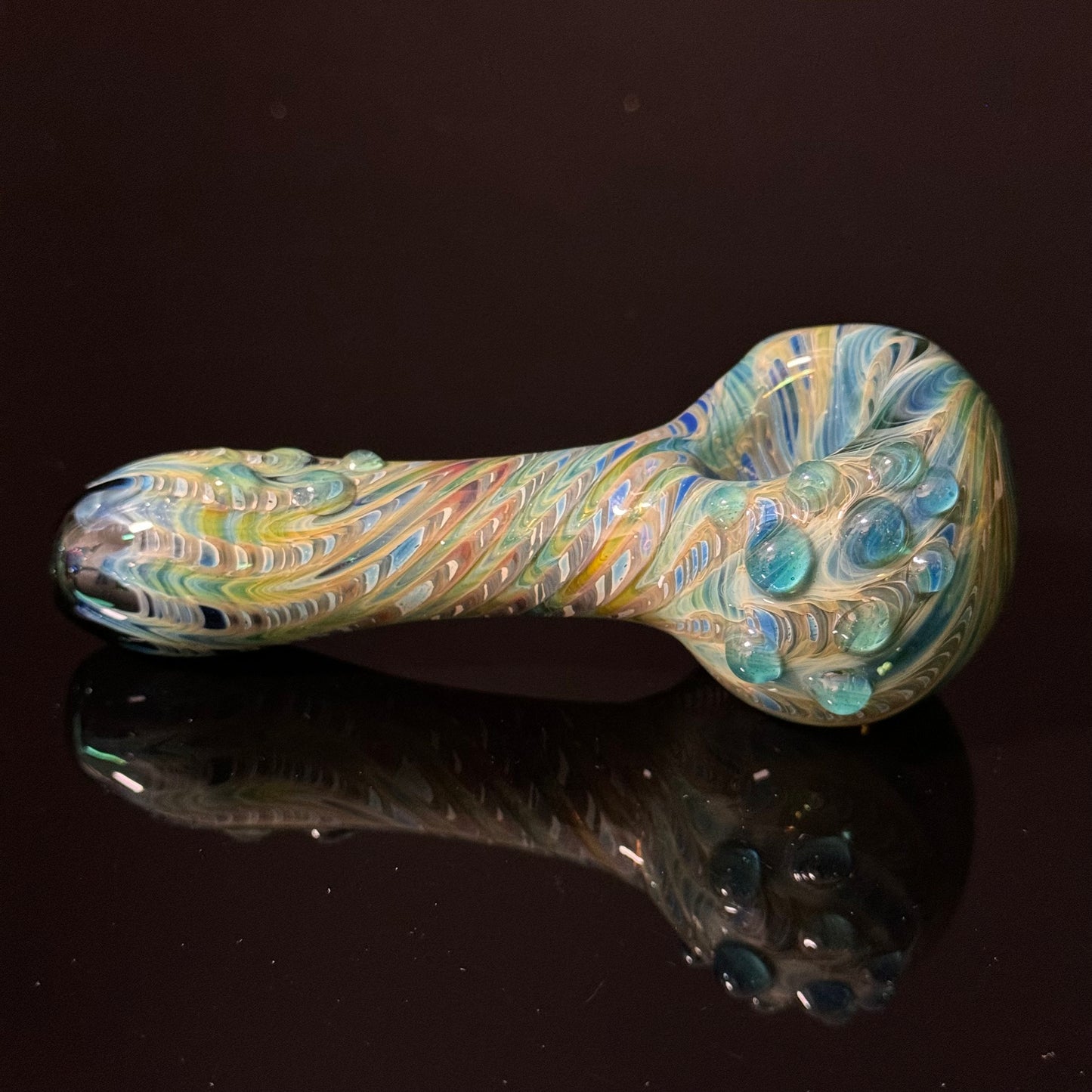 Blue & Green Cobalt Wrapped Color Glass Heady Pipe Hand Blown