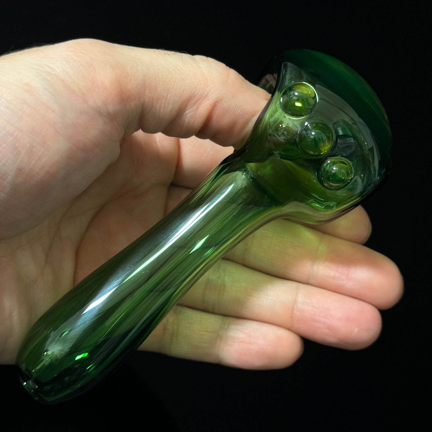 Solid Green Color Glass Heady Pipe Hand Blown