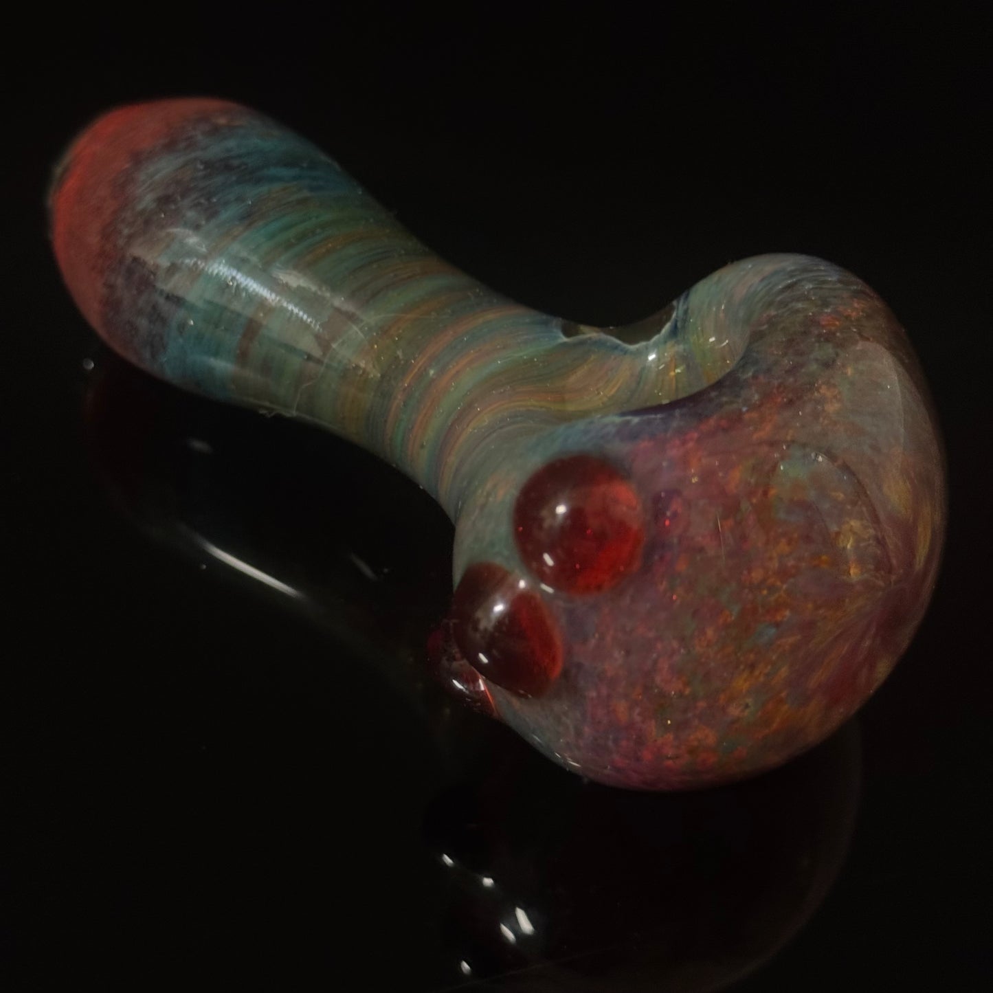 Heavy Inside out Sparkle Blue & Red Glass Pipe Heady Pipe Hand Blown