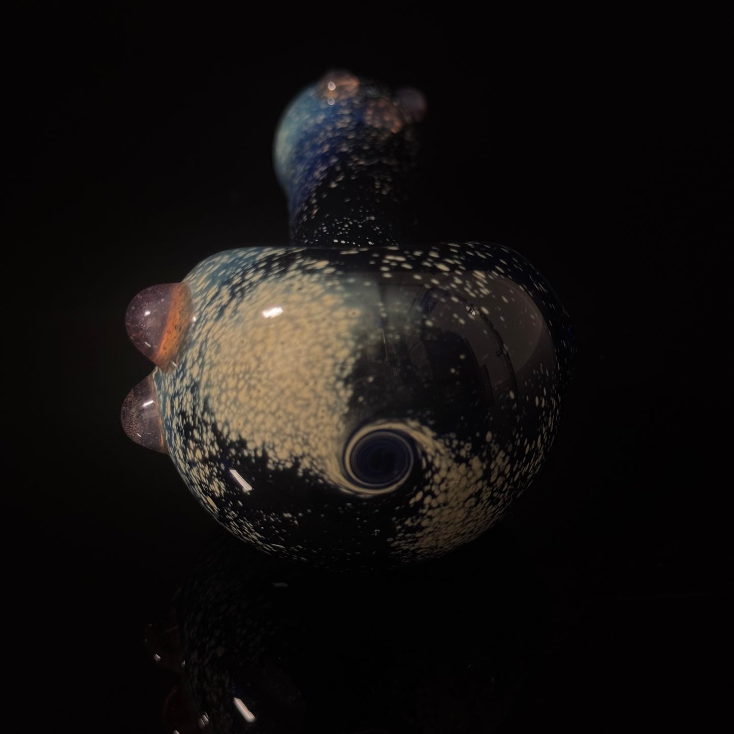 Galaxy Pipe Cobalt Space Pipe W/ Color Change Marbles - Slyme to Pink Slyme Fumed Cobalt Glass Pipe, Heady Hand Blown