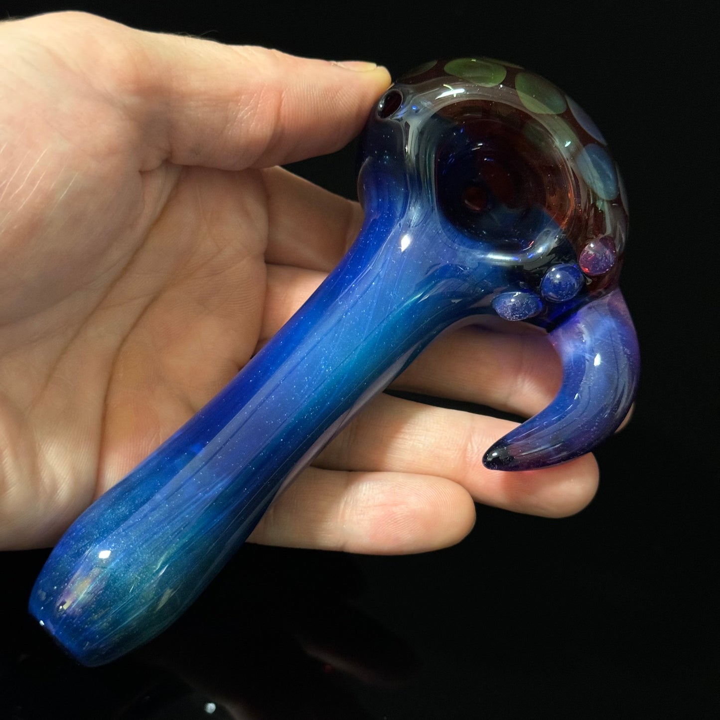 Blue Honeycomb Glass Heady Pipe Hand Blown