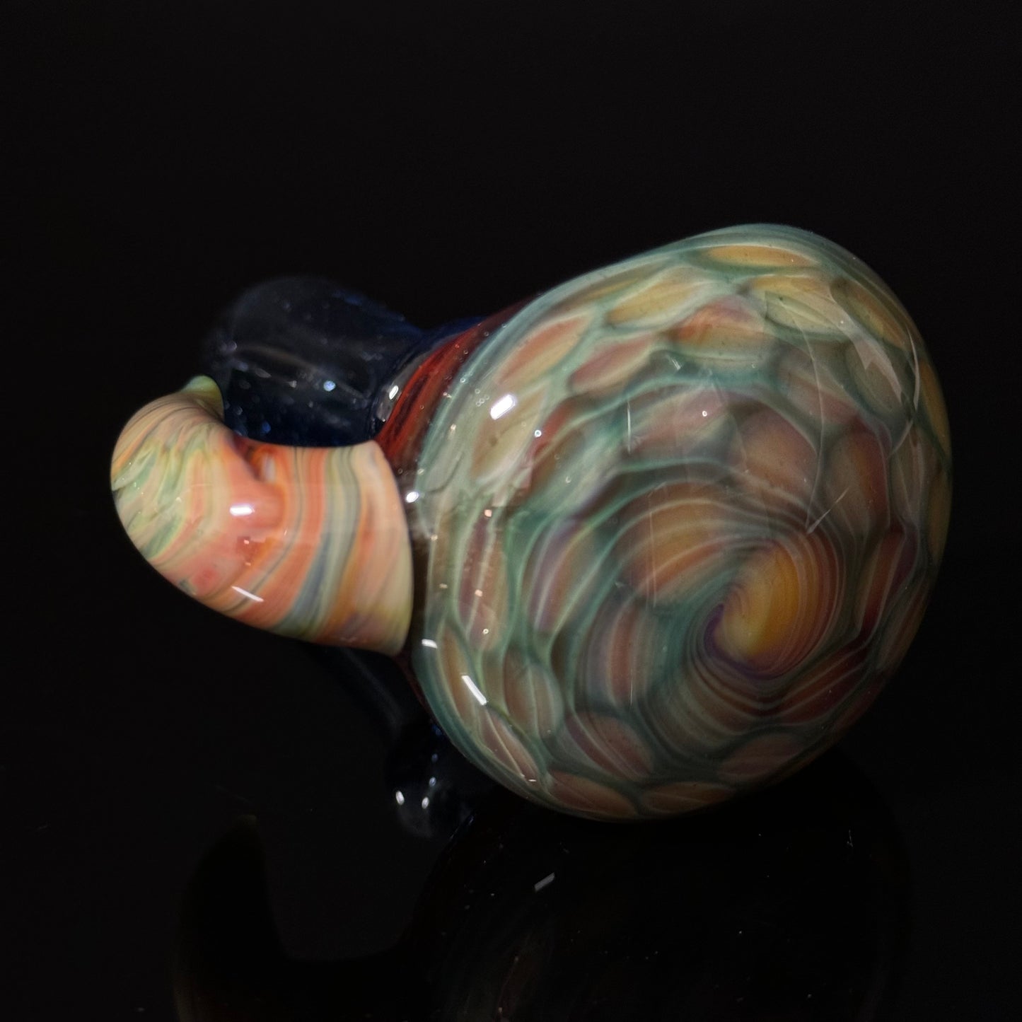 Blue Green Honeycomb Glass Heady Pipe Hand Blown