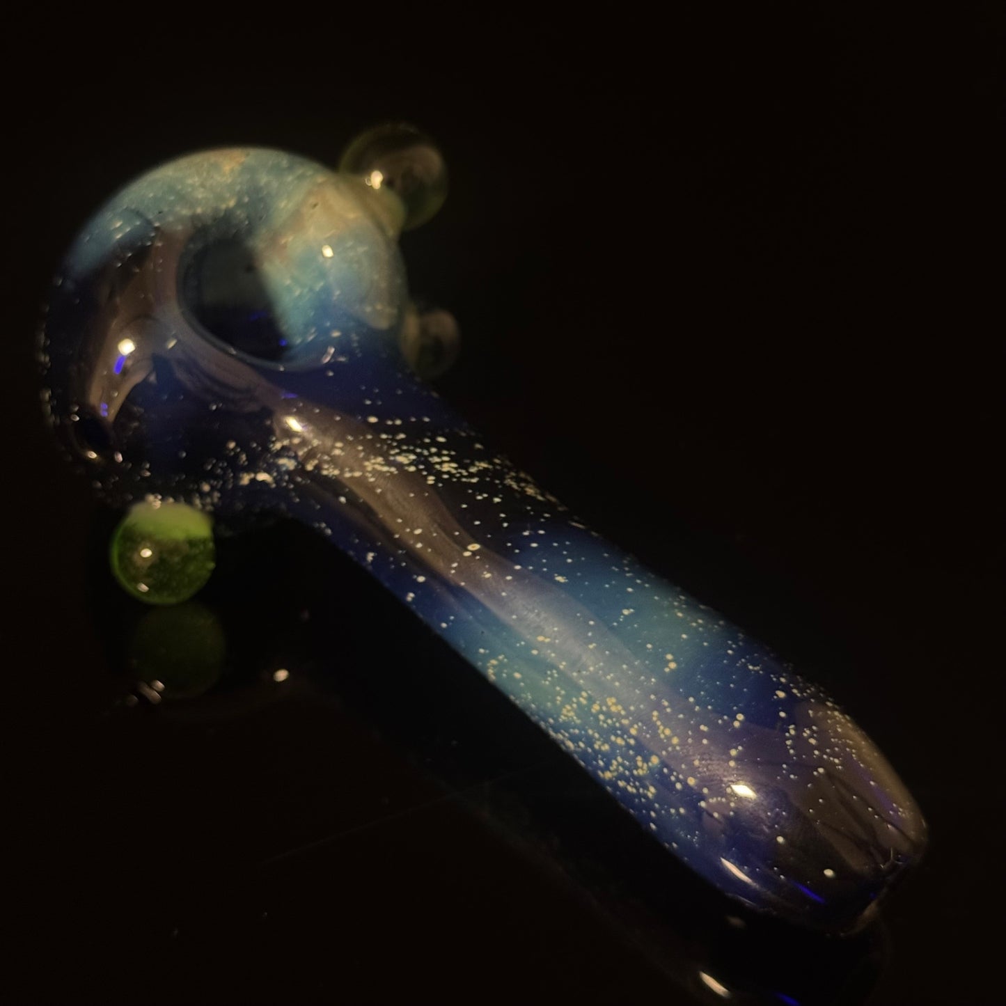 Blue with Slyme Space Galaxy Nebula Glass Pipe Silver Fumed Glass Pipe, Heady Hand Blown
