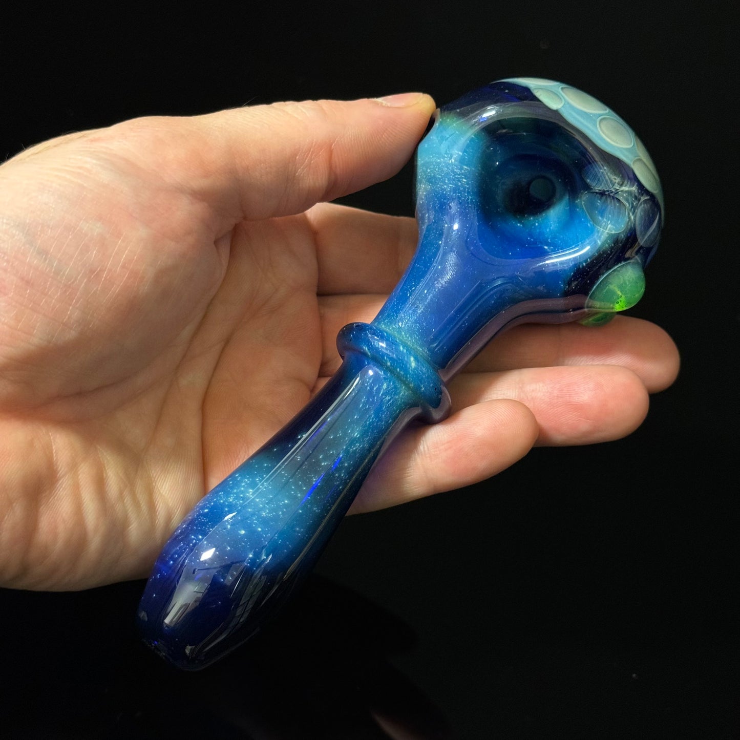 Blue Honeycomb Glass Heady Pipe Hand Blown