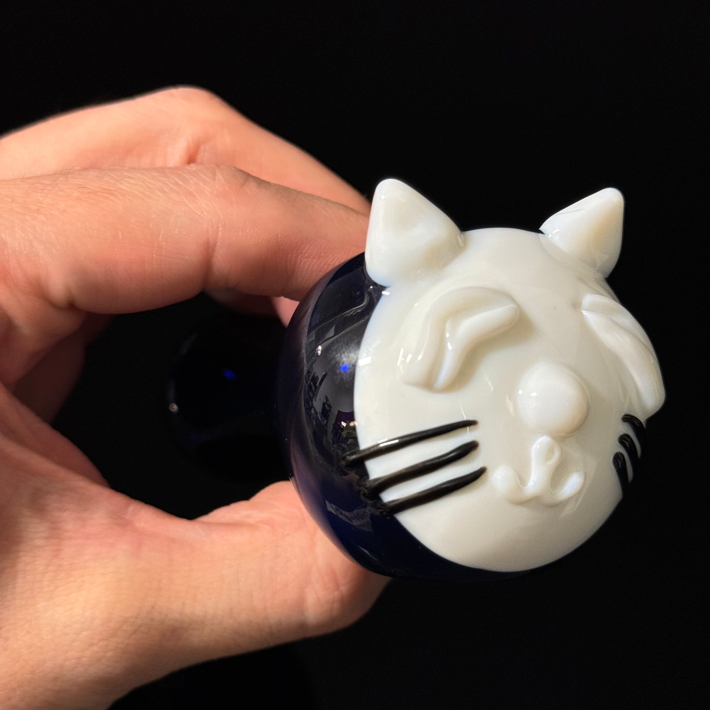 Cat Face White Glass Pipe Heady Pipe Hand Blown Cat Pipe