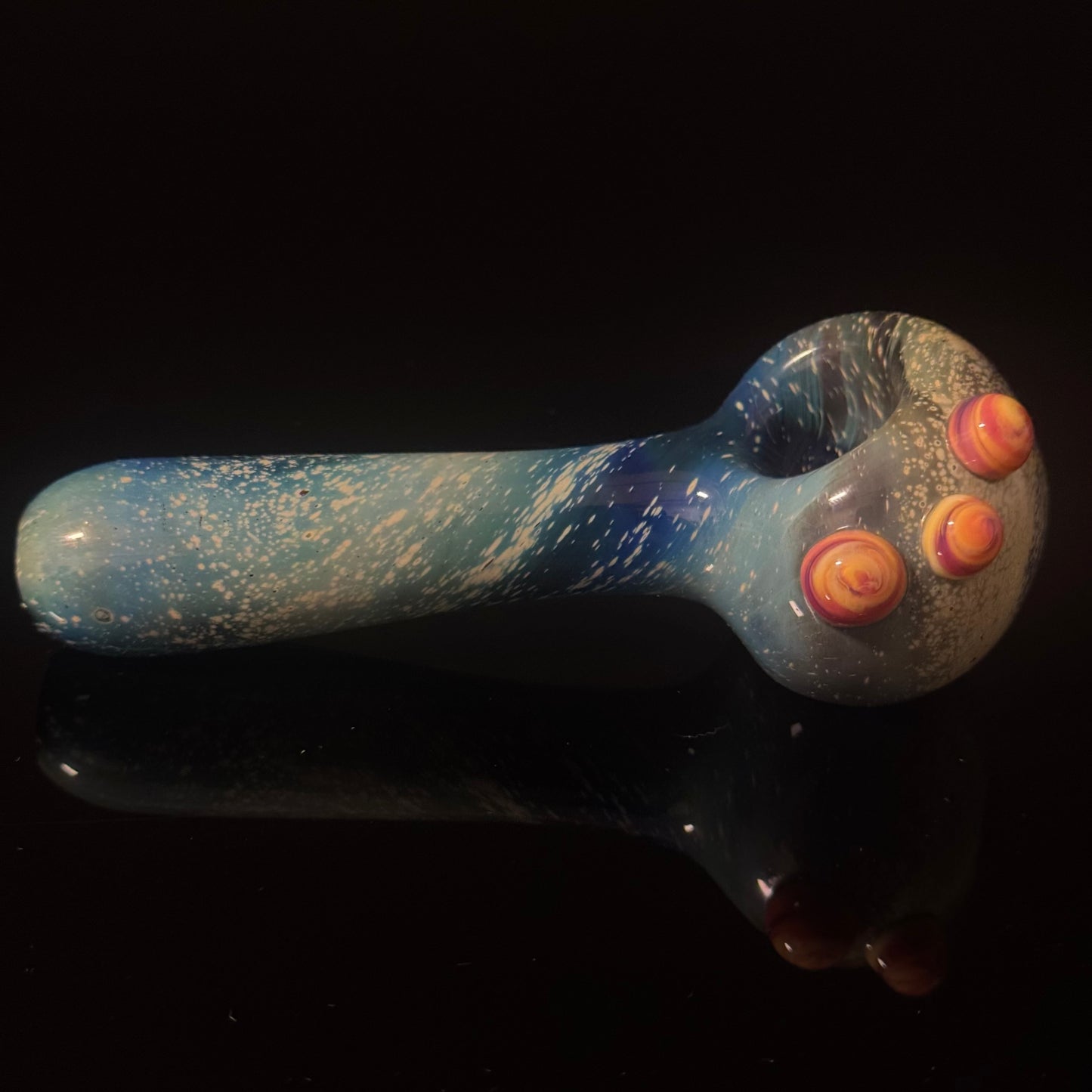 Blue with Slyme Space Galaxy Nebula Glass Pipe Silver Fumed Glass Pipe, Heady Hand Blown