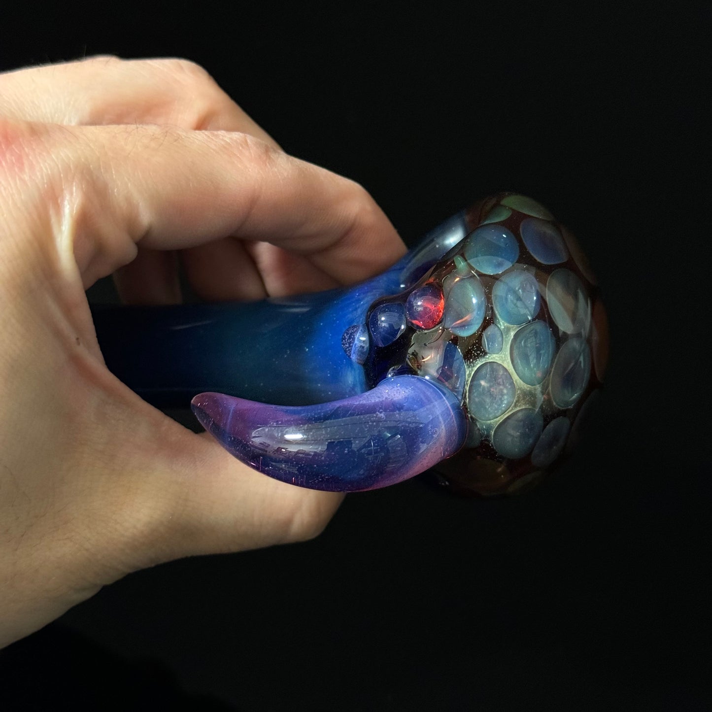 Blue Honeycomb Glass Heady Pipe Hand Blown