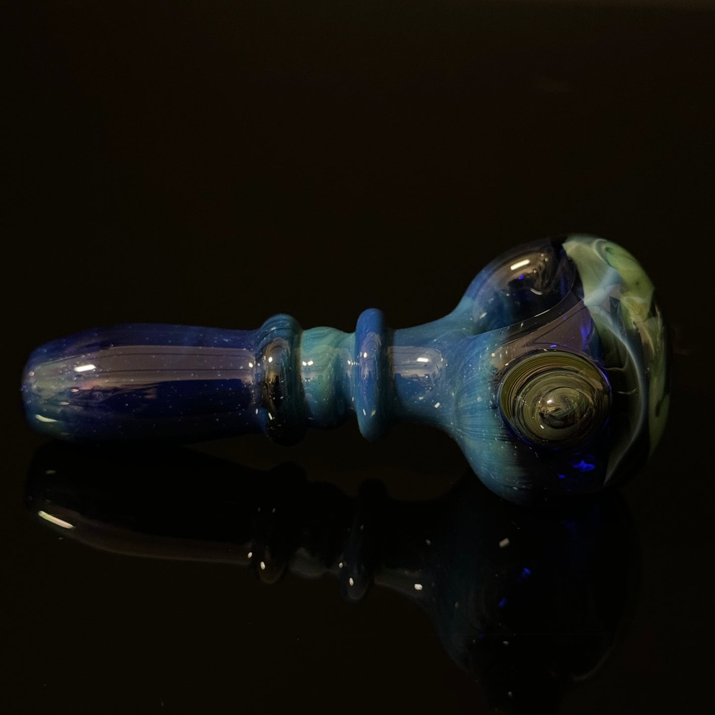 Blue & Green Sparkle Cobalt Wrapped Color Glass Heady Pipe Hand Blown