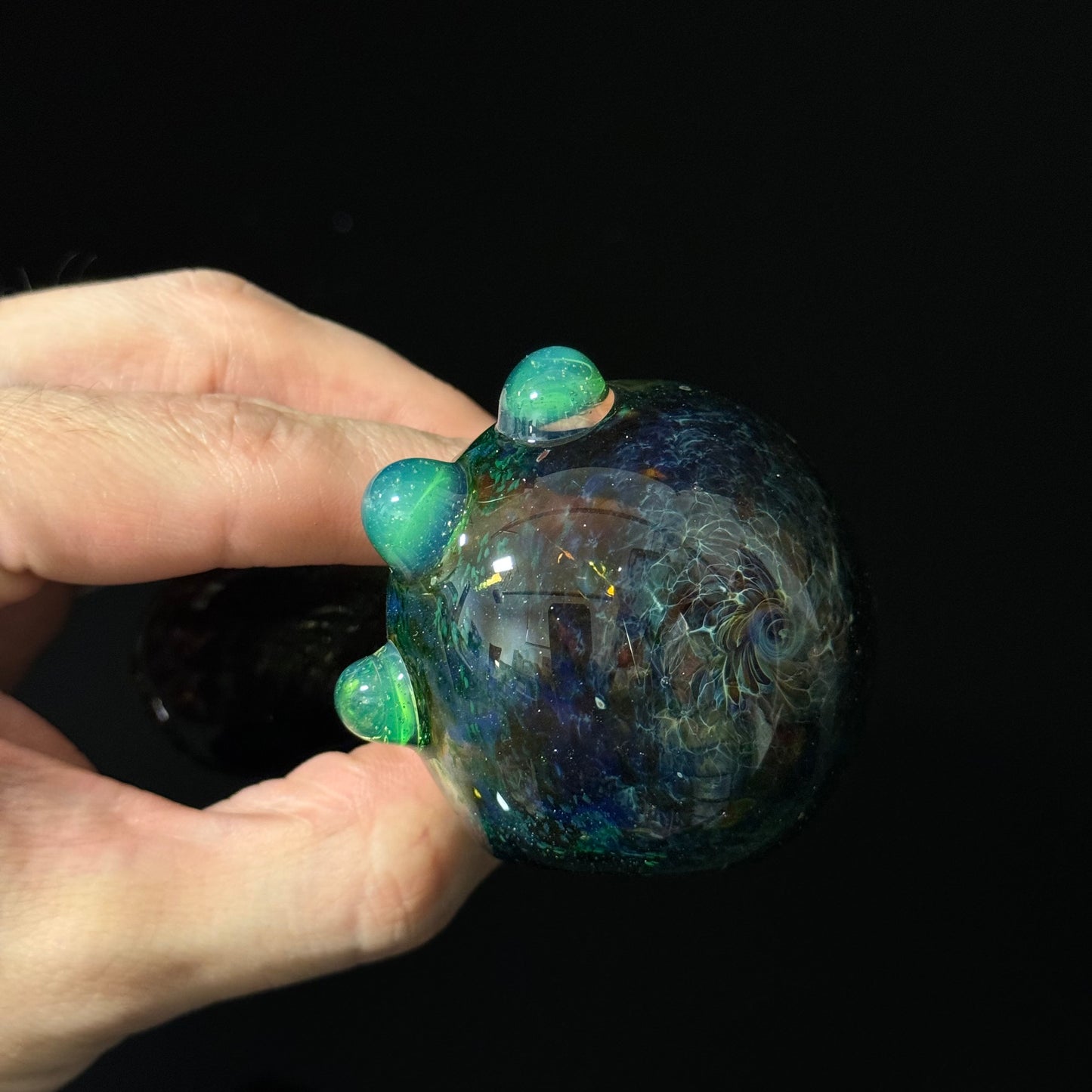 Inside out Sparkle Black & Green Glass Pipe Heady Pipe Hand Blown Extra Thick