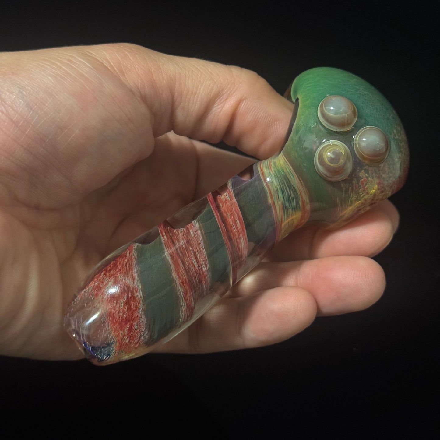 Multicolor Red & Green Twisted Inside Out Glass Pipe Heady Pipe Hand Blown Extra Thick