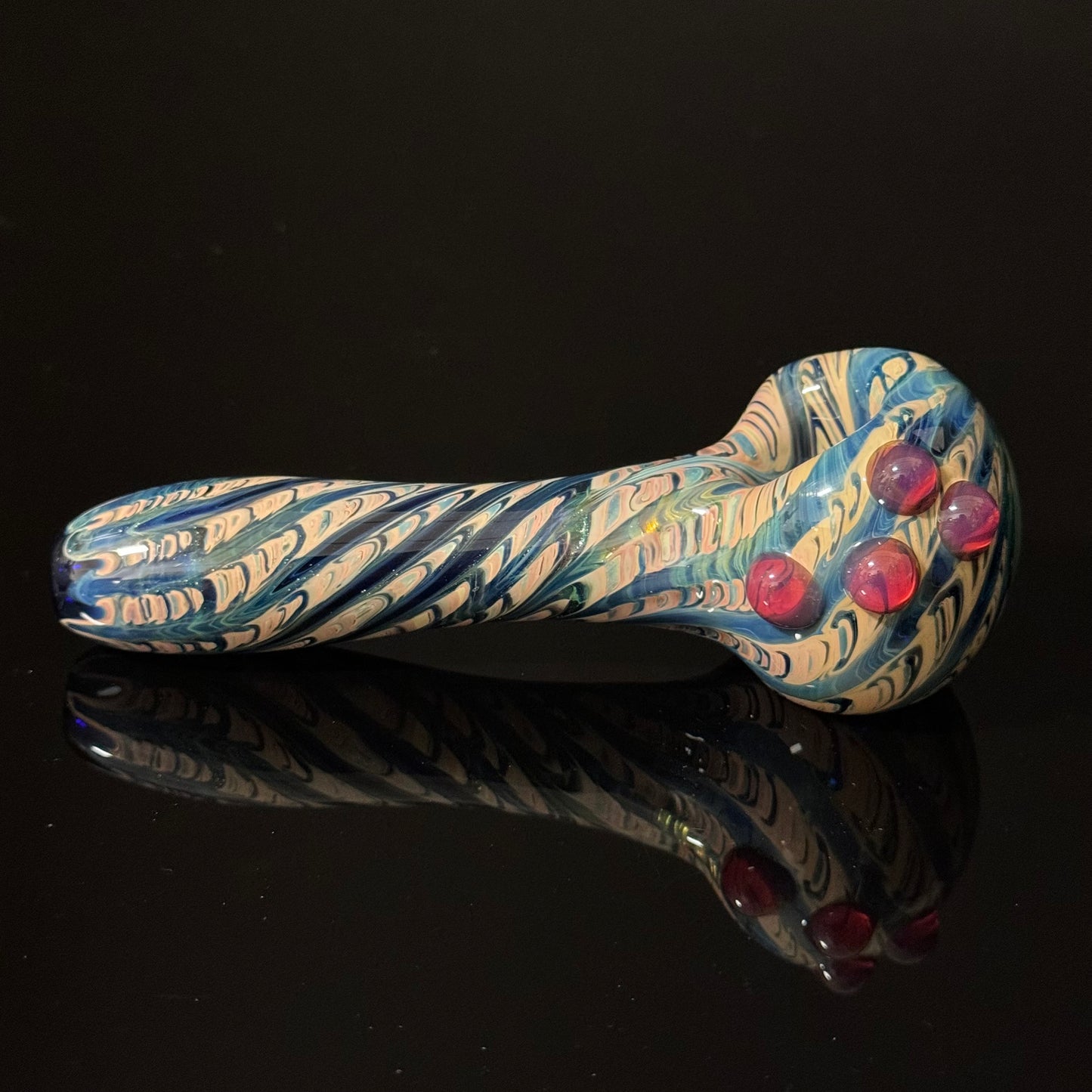 Green & Blue Wrap & Rake Color Glass Heady Pipe Hand Blown