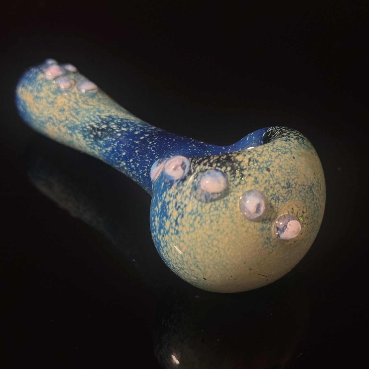 Blue with Pink Slyme Space Galaxy Nebula Glass Pipe Silver Fumed Glass Pipe, Heady Hand Blown