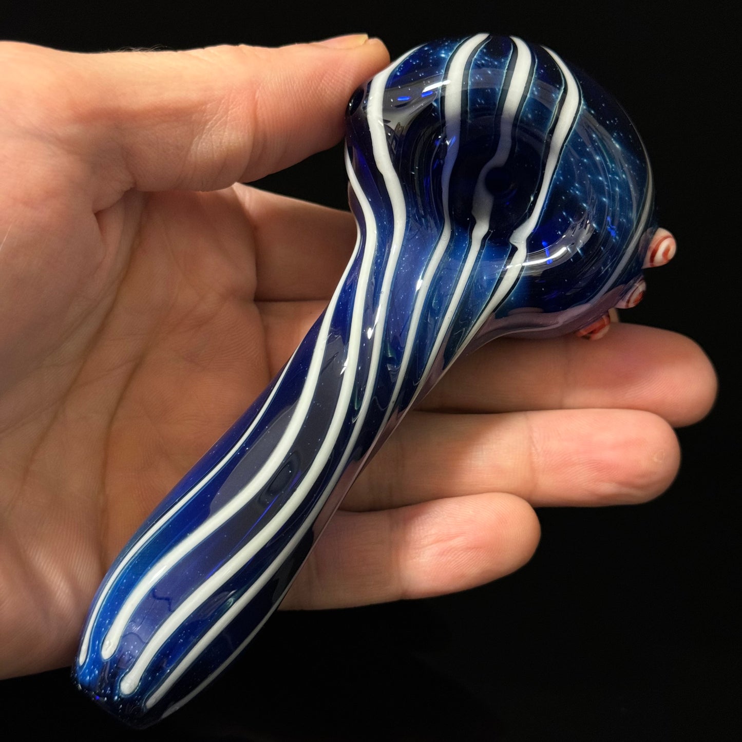 Blue Cobalt Wrapped Color Glass Heady Pipe Hand Blown