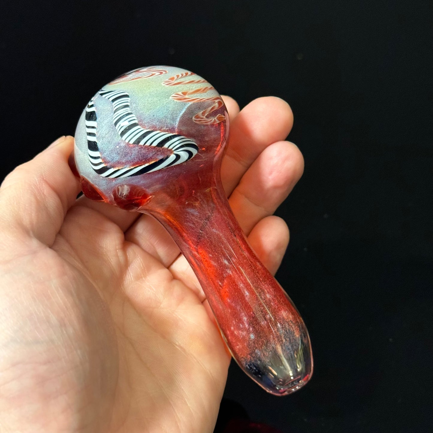 Red With Lined Inside Out EorkGlass Pipe Heady Pipe Hand Blown Extra Thick