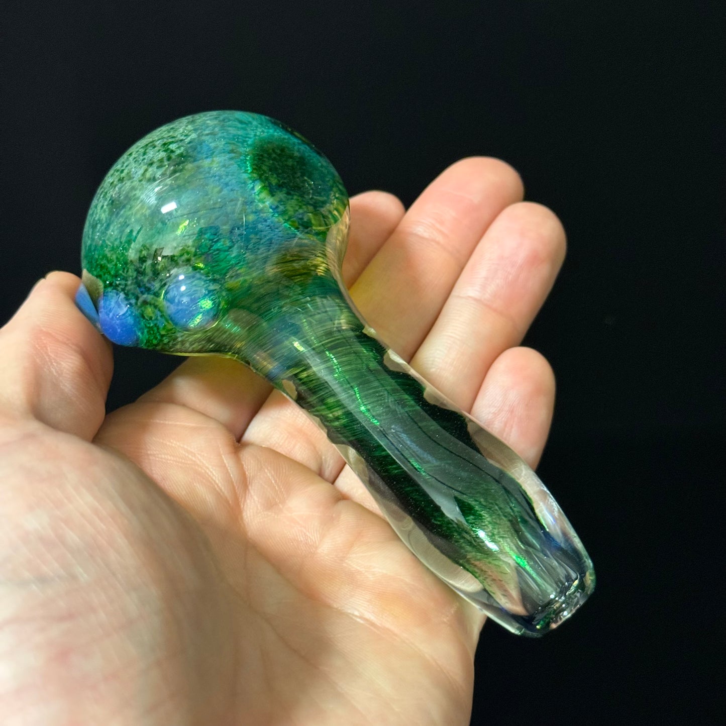 Inside out Black & Green Glass Pipe Heady Pipe Hand Blown Extra Thick