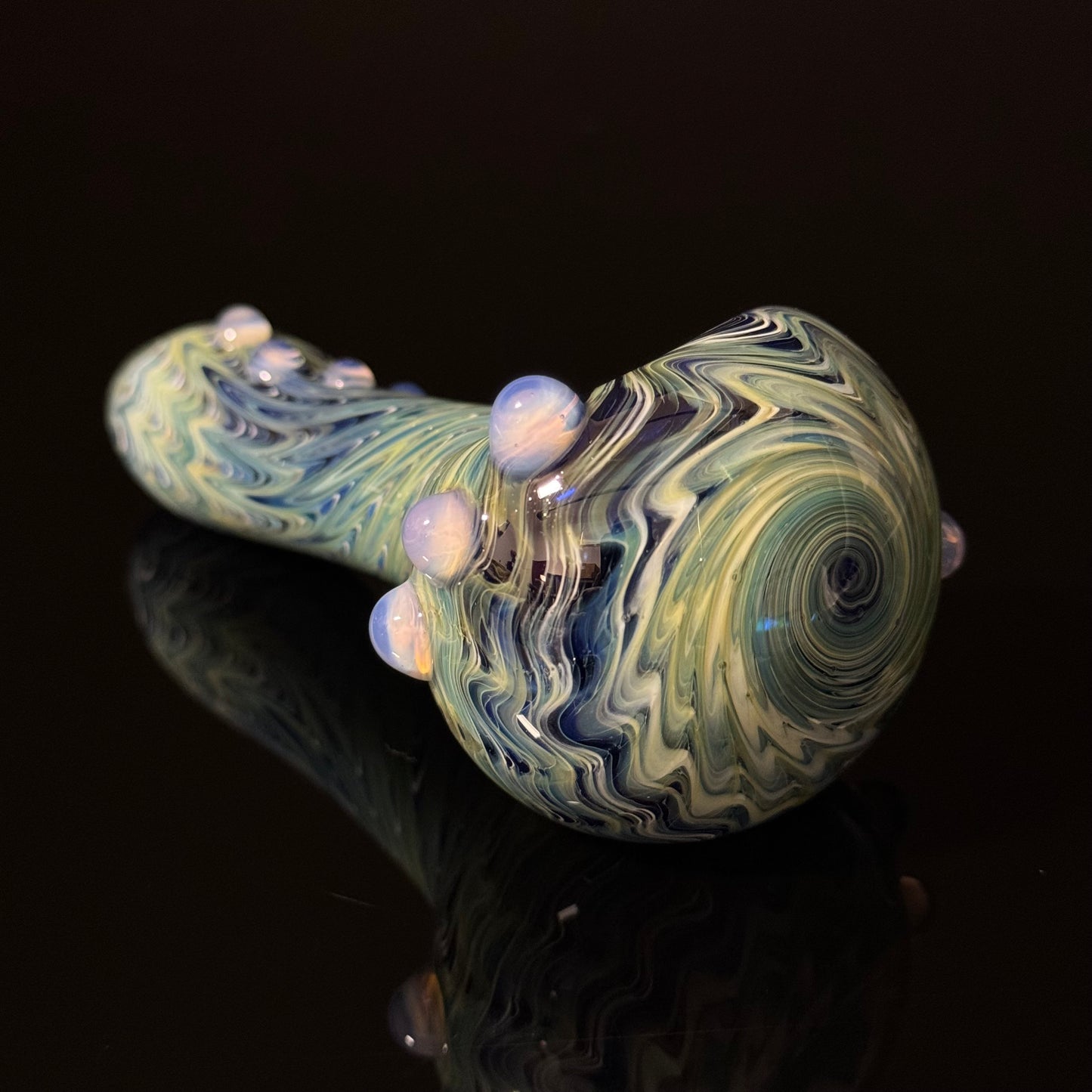 Blue & Green Cobalt Wrapped Color Glass Heady Pipe Hand Blown