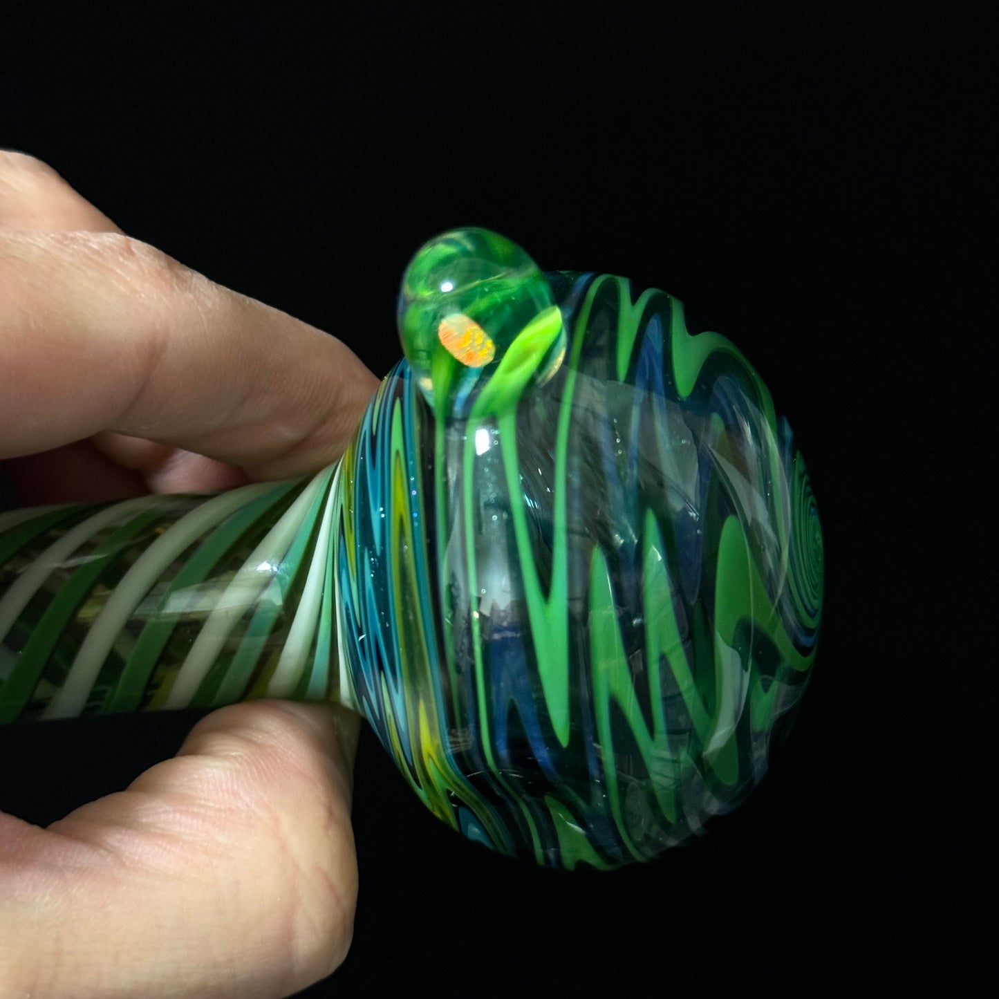 Full Linework Switchback Glass Pipe, Heady Hand Blown with An Opal