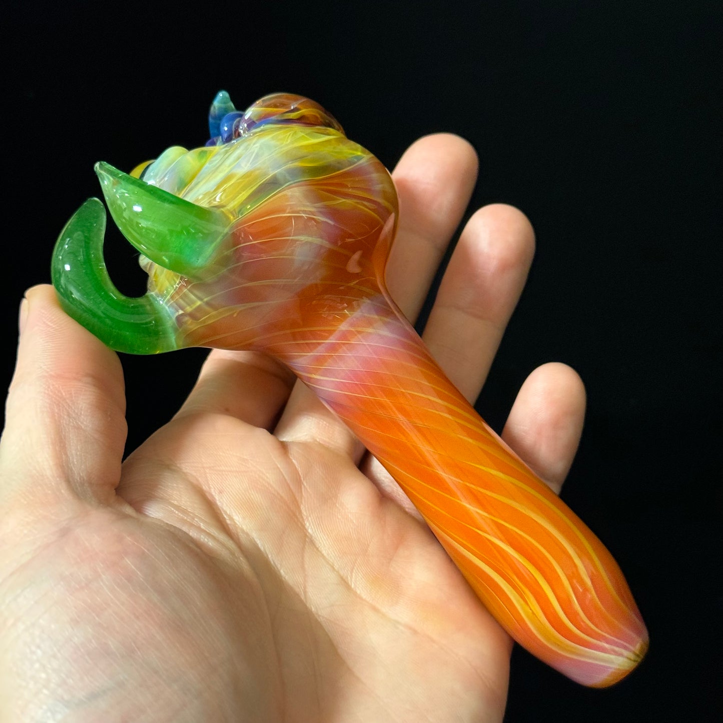 Orange Eyeball Monster Glass Heady Pipe Hand Blown