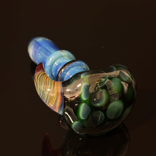 Blue Green Honeycomb Glass Heady Pipe Hand Blown