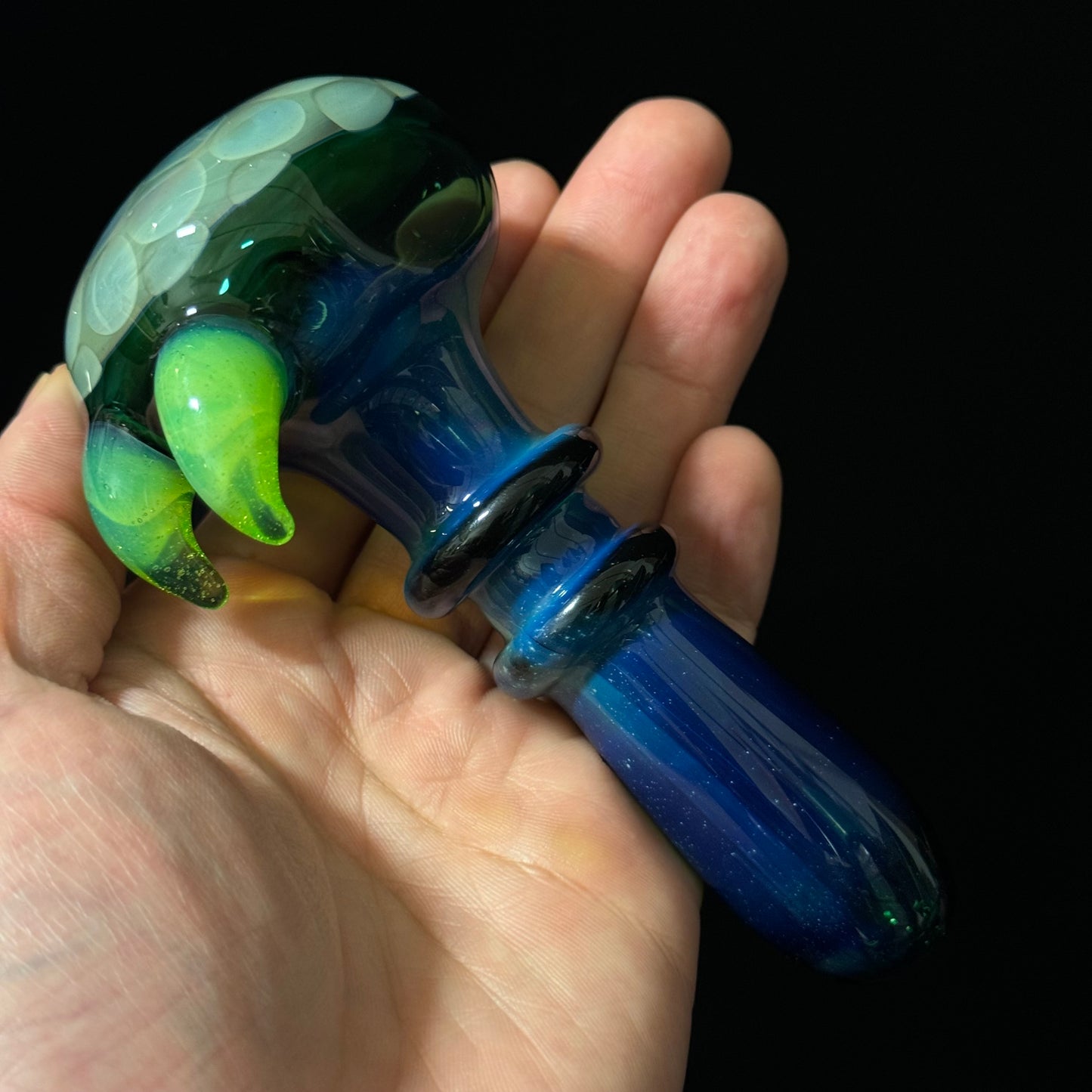 Blue Green Honeycomb Glass Heady Pipe Hand Blown