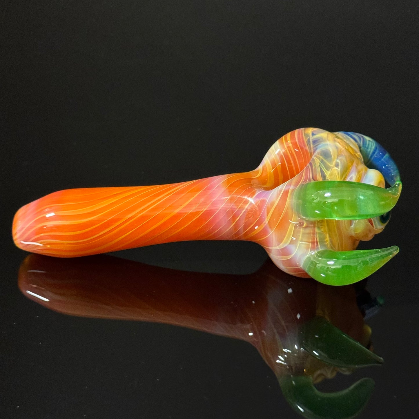 Orange Eyeball Monster Glass Heady Pipe Hand Blown