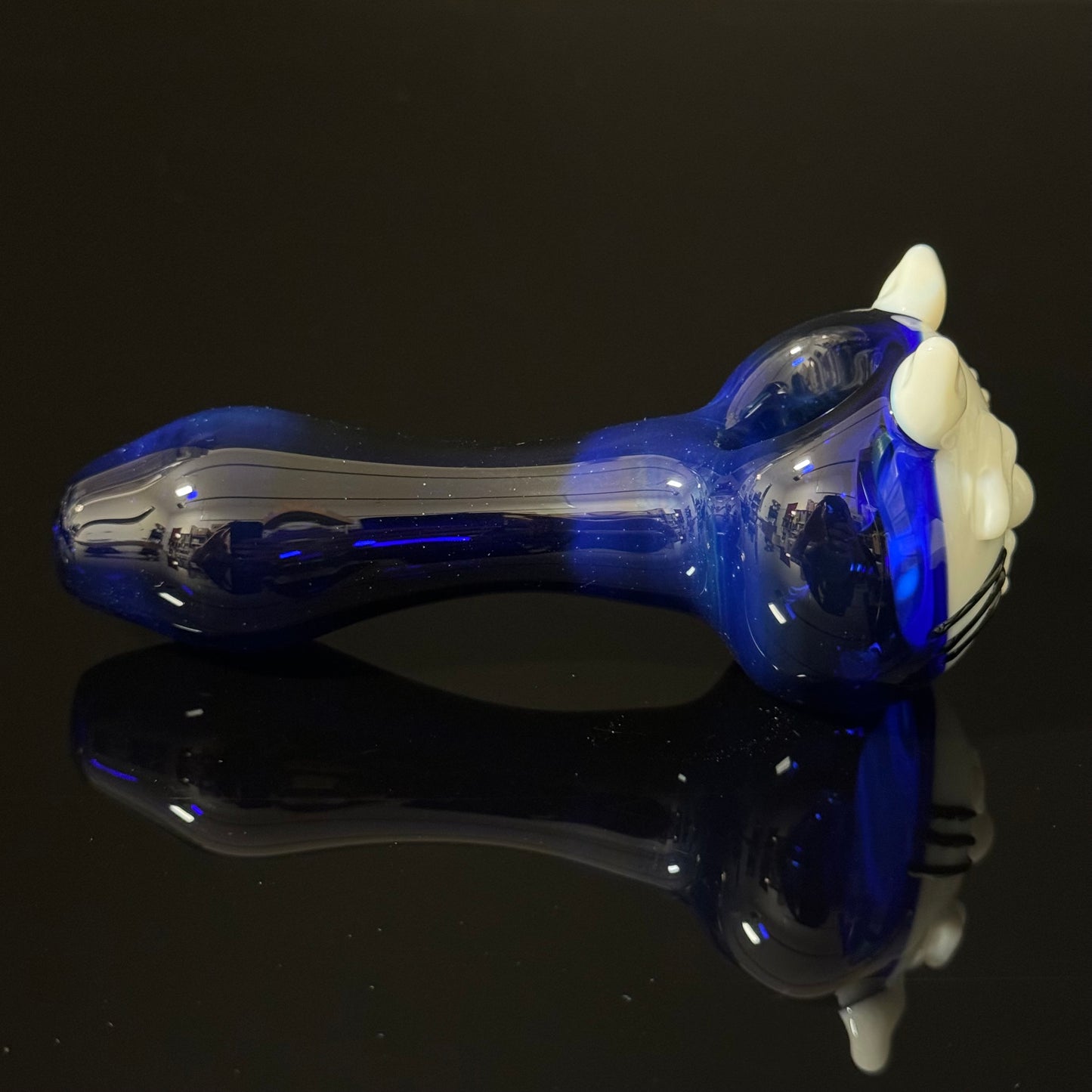 Cat Face White Glass Pipe Heady Pipe Hand Blown Cat Pipe