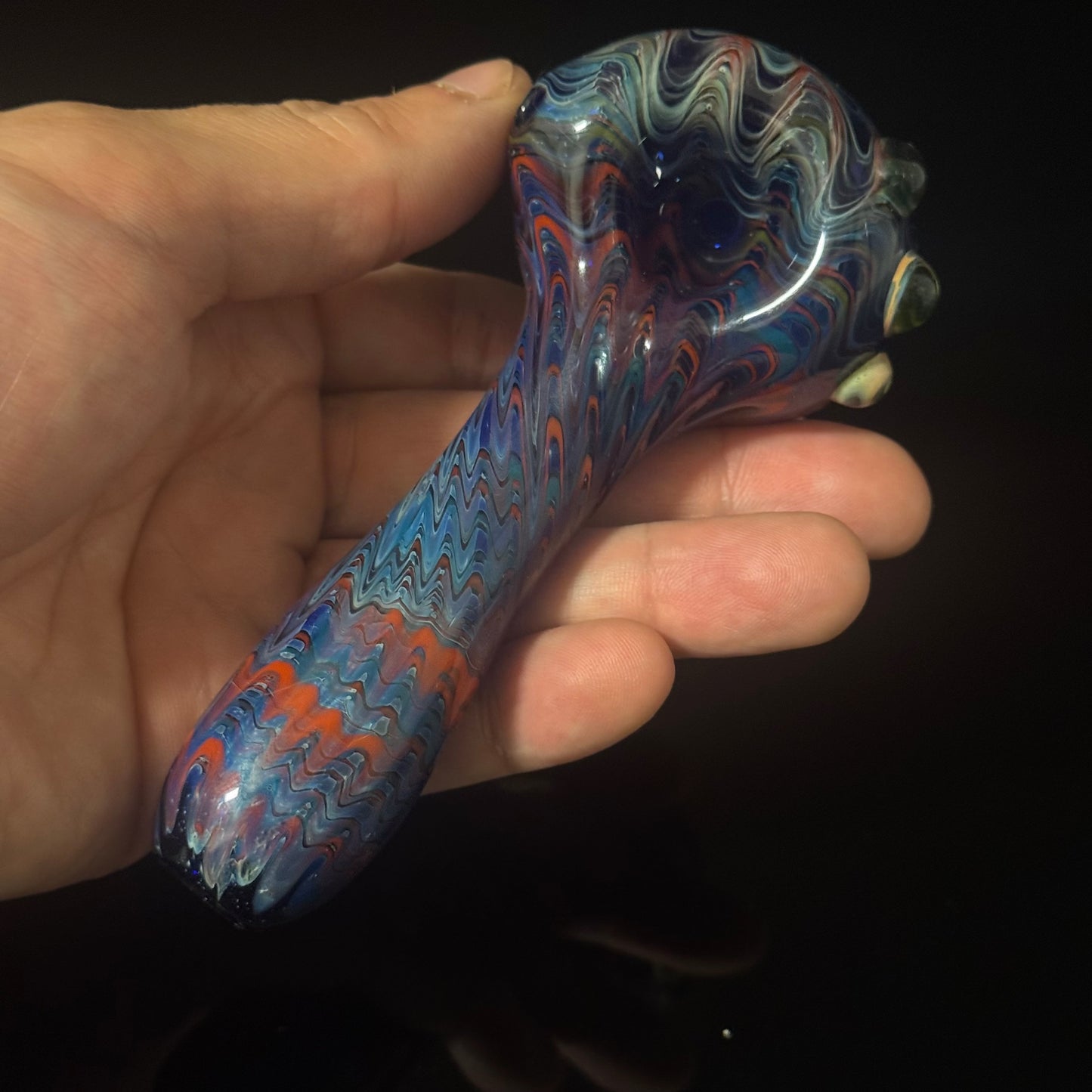 Blue Cobalt Wrapped Color Glass Green Slyme Marbles Heady Pipe Hand Blown